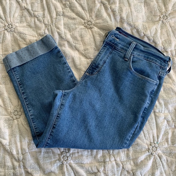 NYDJ Jeans | Nydj Cropped Denim Medium Wash Cuffed Size 8 | Poshmark